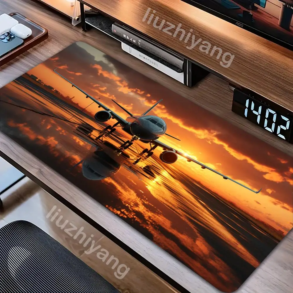 

Коврик для мыши «Самолет в закате», большой коврик для мыши для компьютерной офиса, настольные коврики XXL, резиновые противоскользящие коврики для игровой клавиатуры, длинные настольные коврики