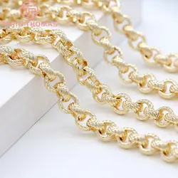 (6449) 50CM 8MM 24K Gold Color Plated Brass Round Necklace Chains Bracelet Chains High Quality Jewelry Accessories Wholesale