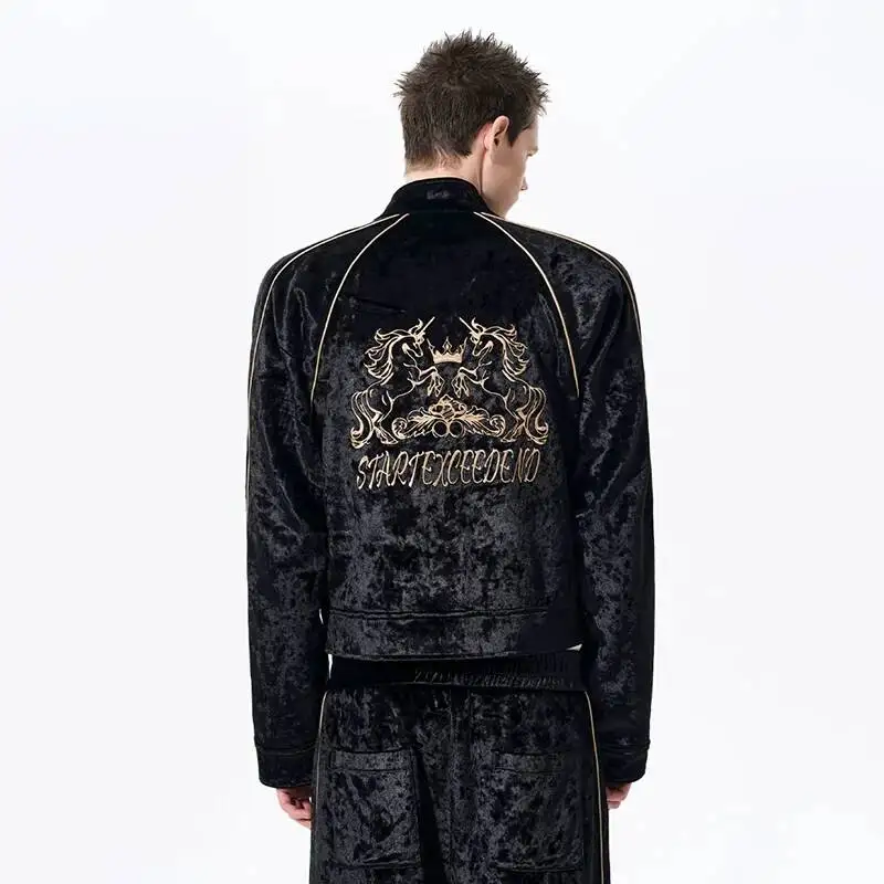 LUZHEN 2026 New Original Embroidery Pattern Stand Neck Coat Men's Trendy High Quality Brushed Handsome Casual Male Jacket JY6690