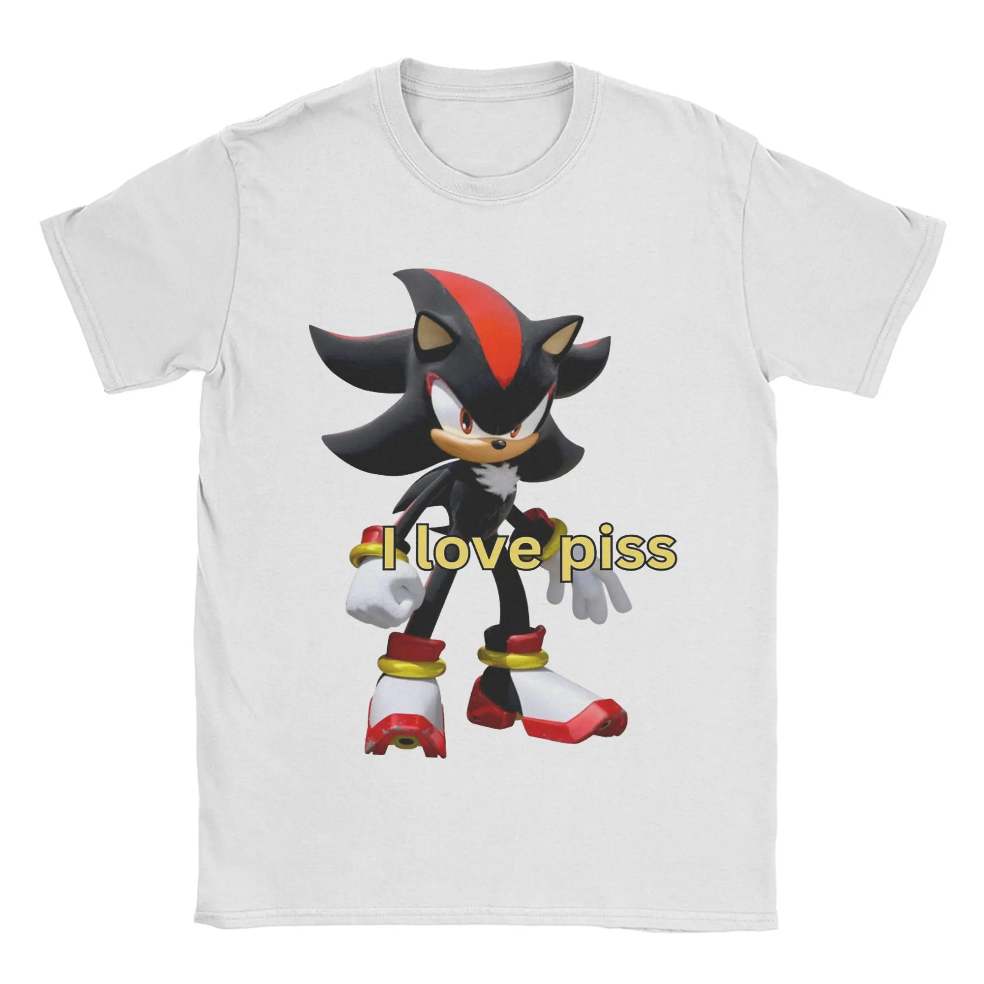 I love piss Shadow the Hedgehog T Shirts Men 100% Cotton Vintage T-Shirt Crewneck  Tee Shirt Short Sleeve Tops New Arrival