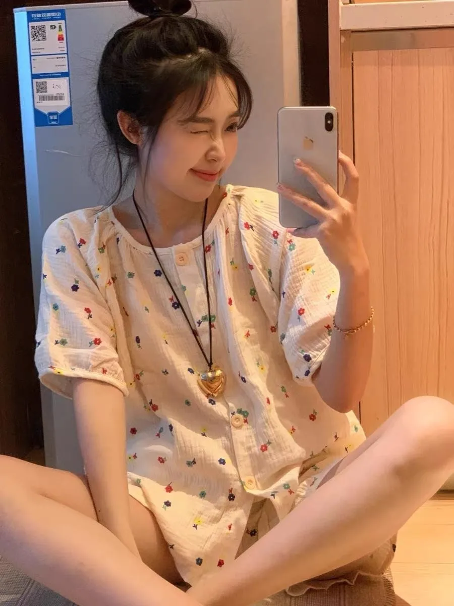 

Летний женский комплект пижамы Princ Sle из чистого хлопка, тонкая домашняя одежда ort Sve, милый милый комплект Sle, Новое поступление 2025, новое поступление