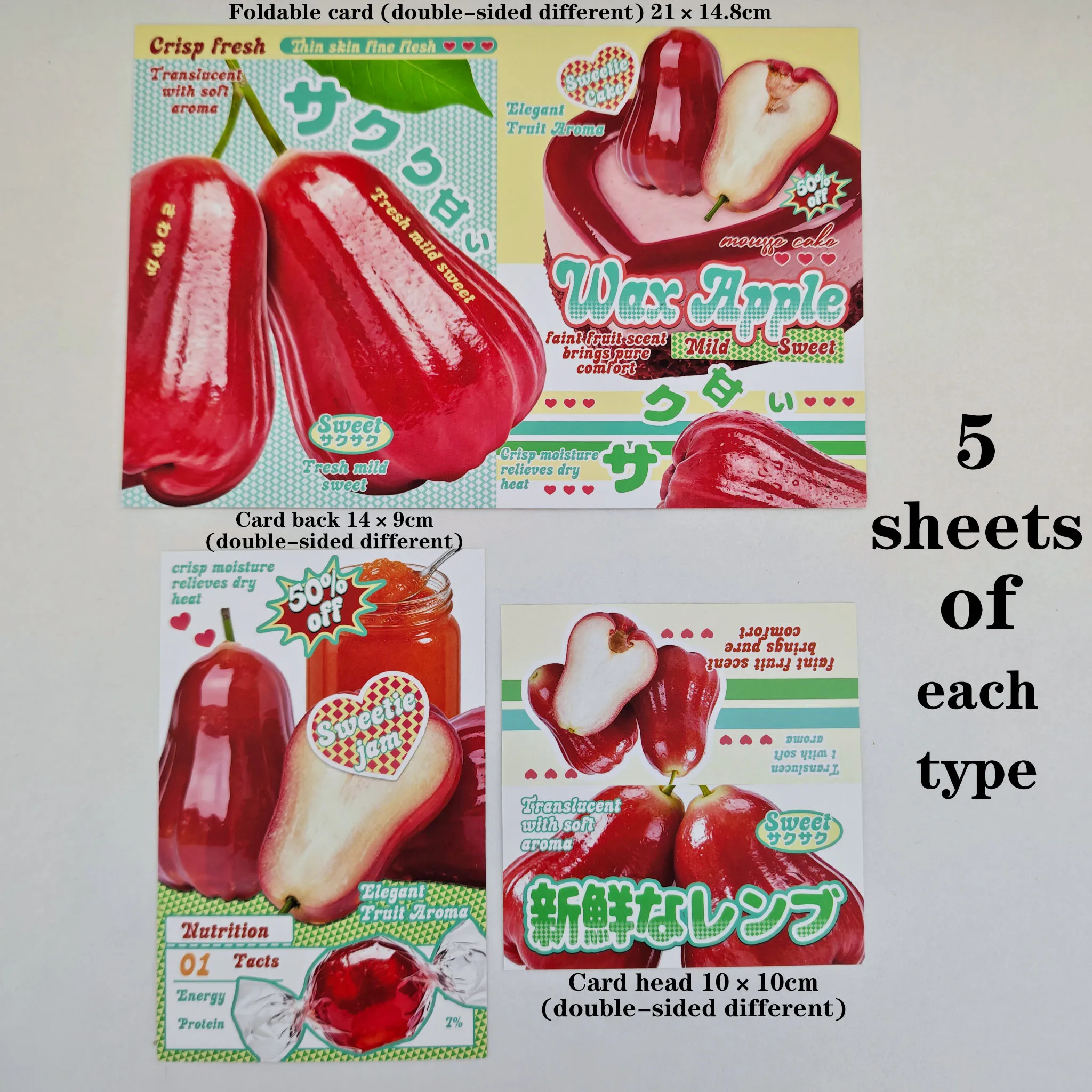 15pcs Creative Cards Set-Wax Apple Design -DIY packaging decorating idol card,birthday gift-Greeting Cards,Foldable card