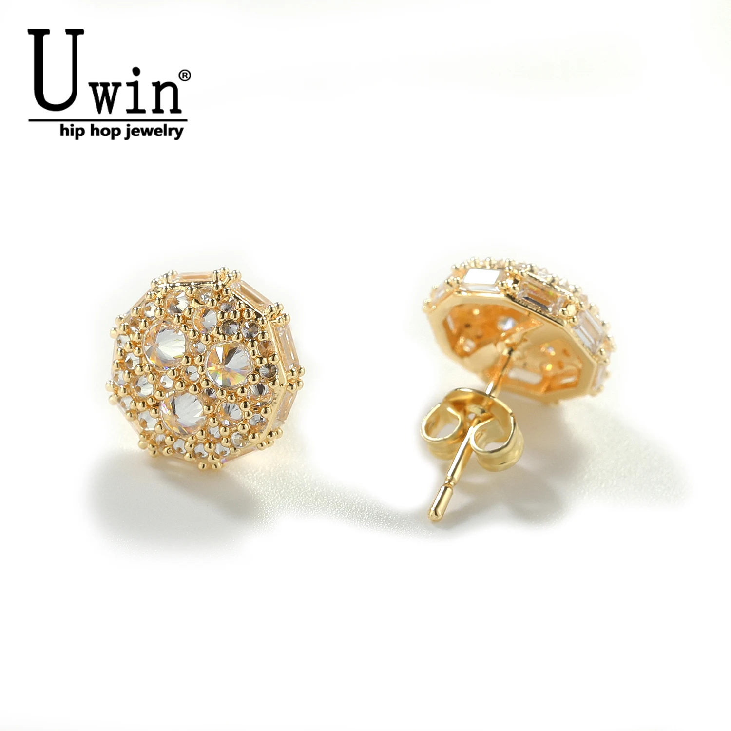

Uwin Polygon Shape Earrings Mixed Inlay Different Shape Cubic Zircon Bling Studing Earrings Fashion Jewelry Gift