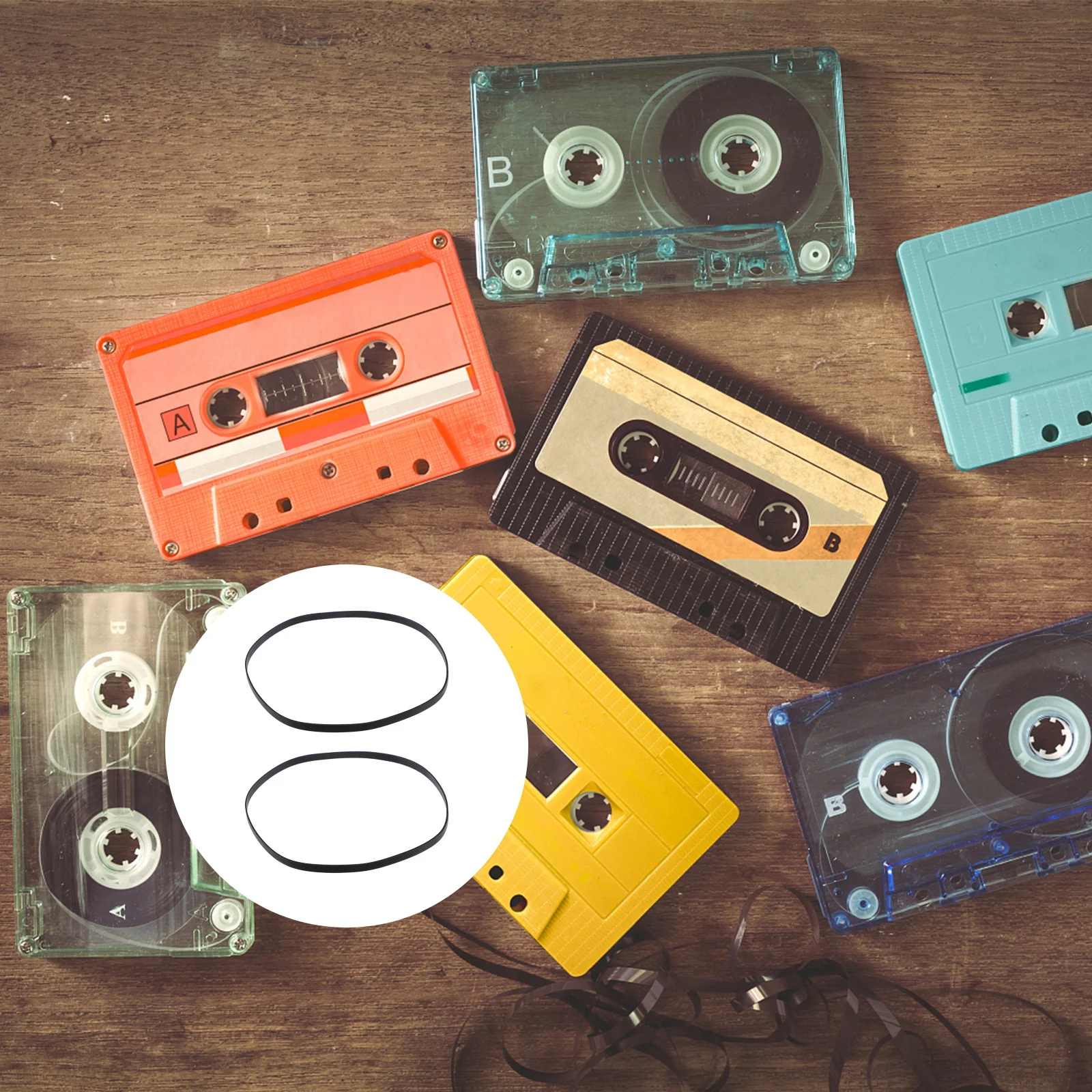 

2 pcs Black Vinyl Record Player Belt High- Turntable Replacement For Phonograph Reel To Reel Recorder Accessory