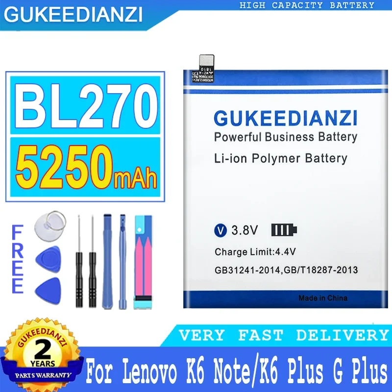 Batteria GUKEEDIANZI per LENOVO K6 Note, Dual SIM, K53a48 Vibe K6 Plus, K6Plus, G Plus, GPlus, G5 Plus, G5Plus, BL273, BL270