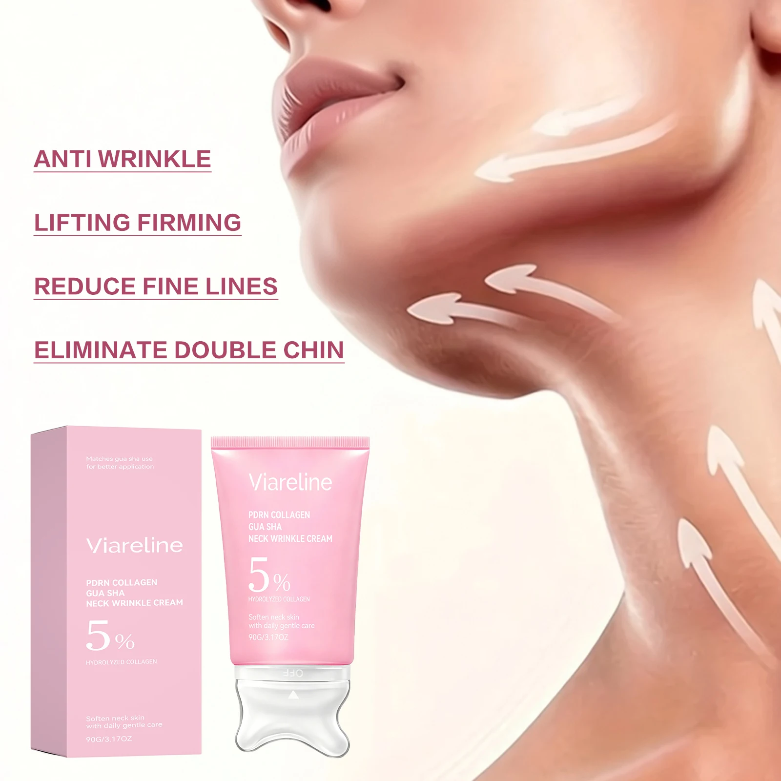 PDRN Collagen Gua Sha Neck Cream Reduce Fine Lines Eliminate Double Chin Anti Wrinkle Deeply Hydrating Lifting Firming Skin Care
