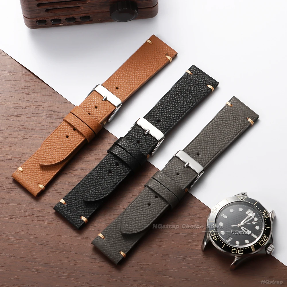 Vintage Leather Watch Band Handmade Stitching Cowhide Strap Smartwatch Wristband 18mm 19mm 20mm 22mm for Omega for Seiko Straps