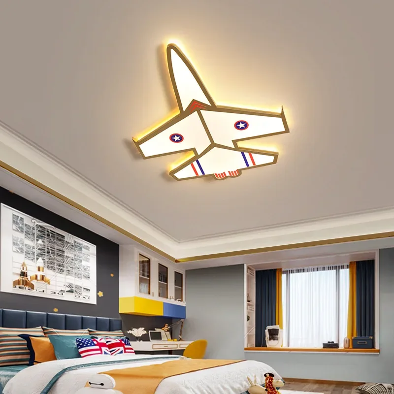 Nordic Children's Room Chandelier Simple Modern Aircraft Light Warm Romantic Creative Personality Cartoon Boy Study Bedroom Lamp