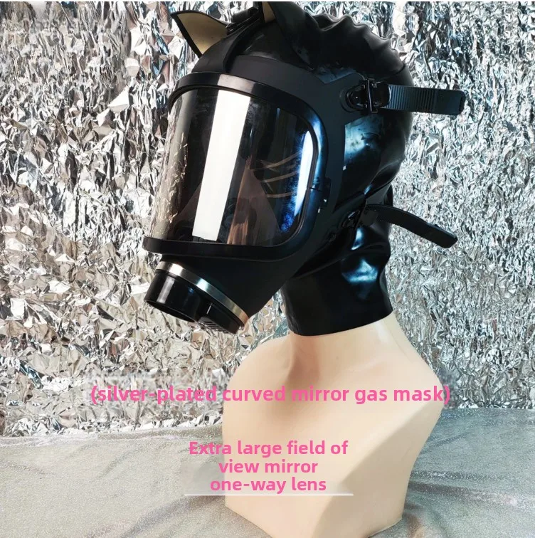 Silver-plated Lens Large Field of View Full Mask Silver-plated Curved Gas Mask Set, Negative Pressure Bottle Breathing Bag Set