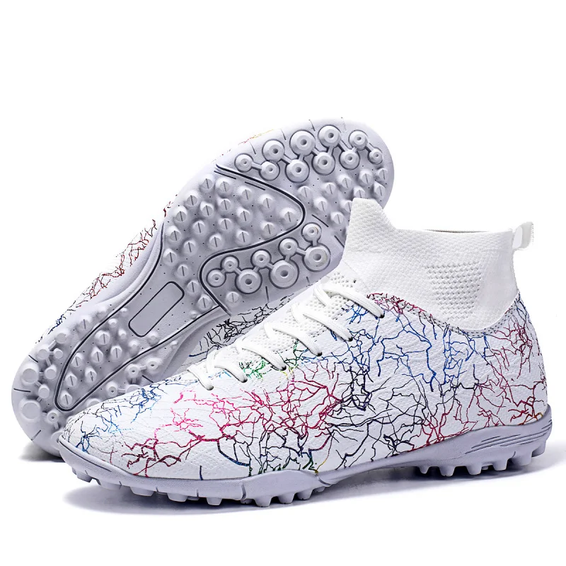 

2025 High Top Football Shoes Low-Top Football Boots Unisex Training Sports Shoes Seamless Knitted Design Grass Field Suitable EV