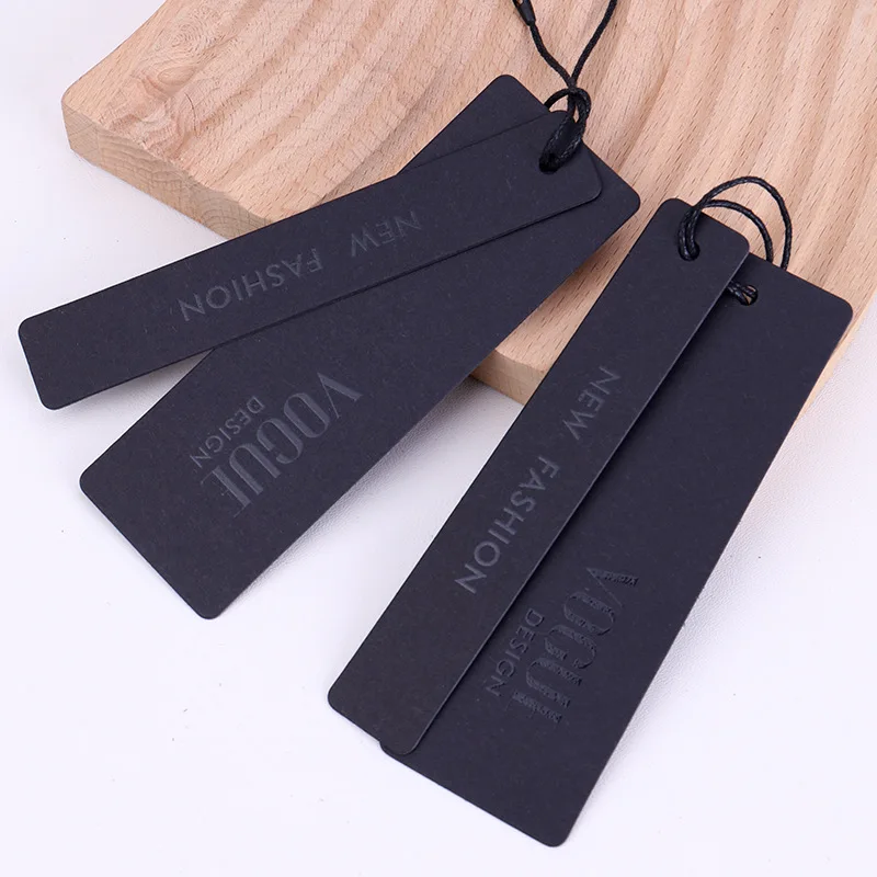 600gsm Black Cardstock UV Printed Hang Tags Set – Custom Blank Luxury Labels for Clothes Wholesale Brand Tag