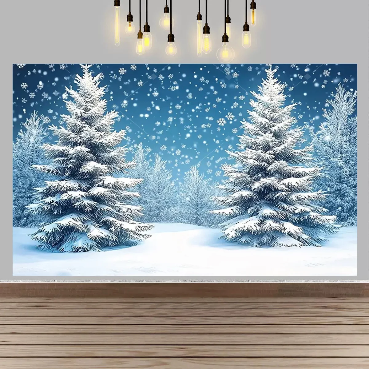 Winter wonderland winter snow village Backdrop Christmas And snow forest scene party Decor Banner winter New Year Decor Backdrop