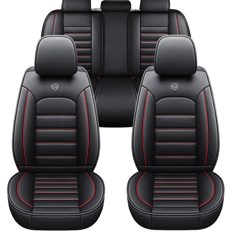 

Black And Red Universal Fit Cheap Protective Pvc Full Set Waterproof Pu Leather Car Seat Cover For Toyota Corolla Camry