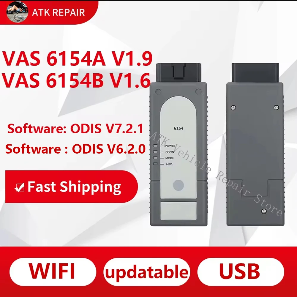 VAS 6154 Firmware Version V1.9 WIFI OBD2 OD-IS V7.2.1 For V-w/For Au-di/For Sko-da Diagnostic Programming Tool Speciality Tester