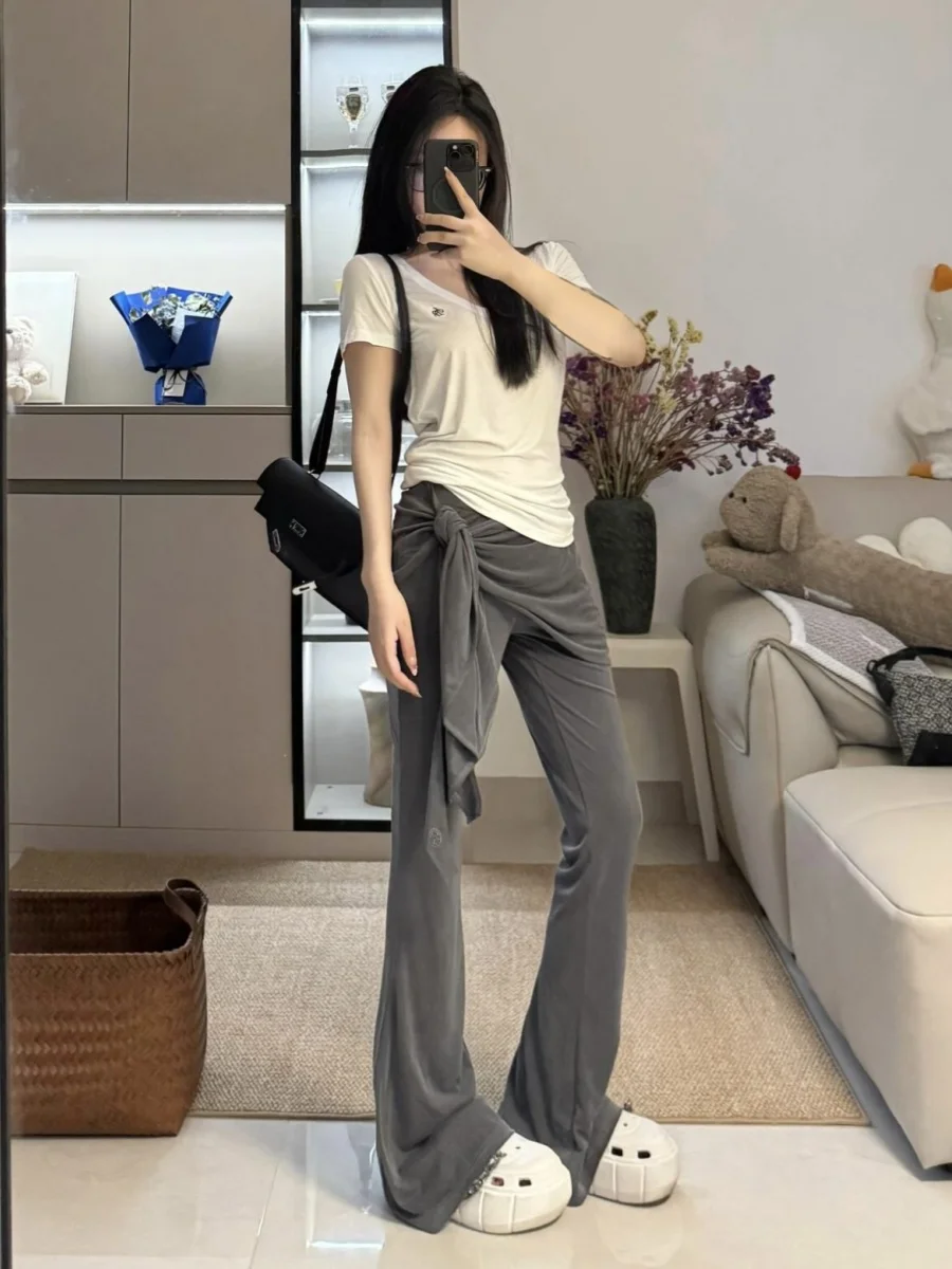 Uitgebreide 80-ey Micro Flare yogabroek Dames zomer afslankende casual broek Hoge taille lange legging voor lange vrouwen