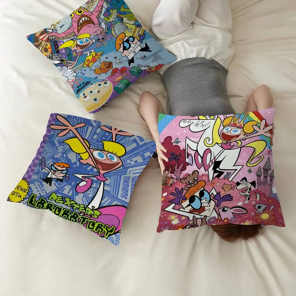 Cartoon D-Dexters L-Laboratory Office Cushion Pillowcase Car Cushion Cover45X45CM Lumbar Pillowcase Sofa Pillowcover