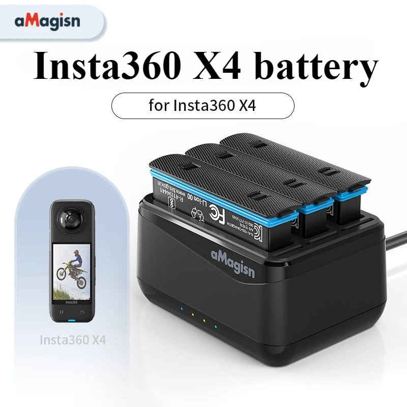 3.85V 2500mAh for Insta360 X4 High Capacity Battery Low Temperature Endurance Batteries with Fast Charger for Insta360 X4