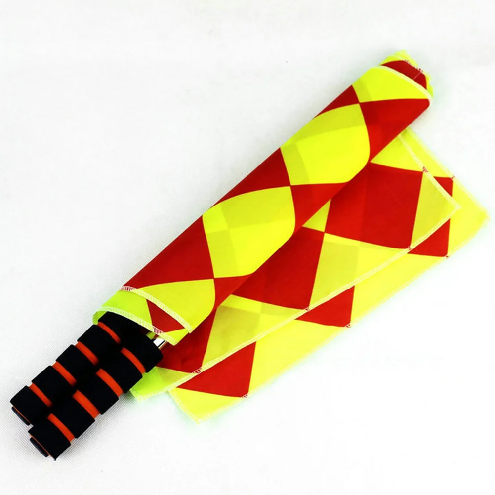 

2Pcs Flags Stainless Steel Tube Tarpaulin Durable Lightweight Football Referee Pennant Flag Handheld Portable