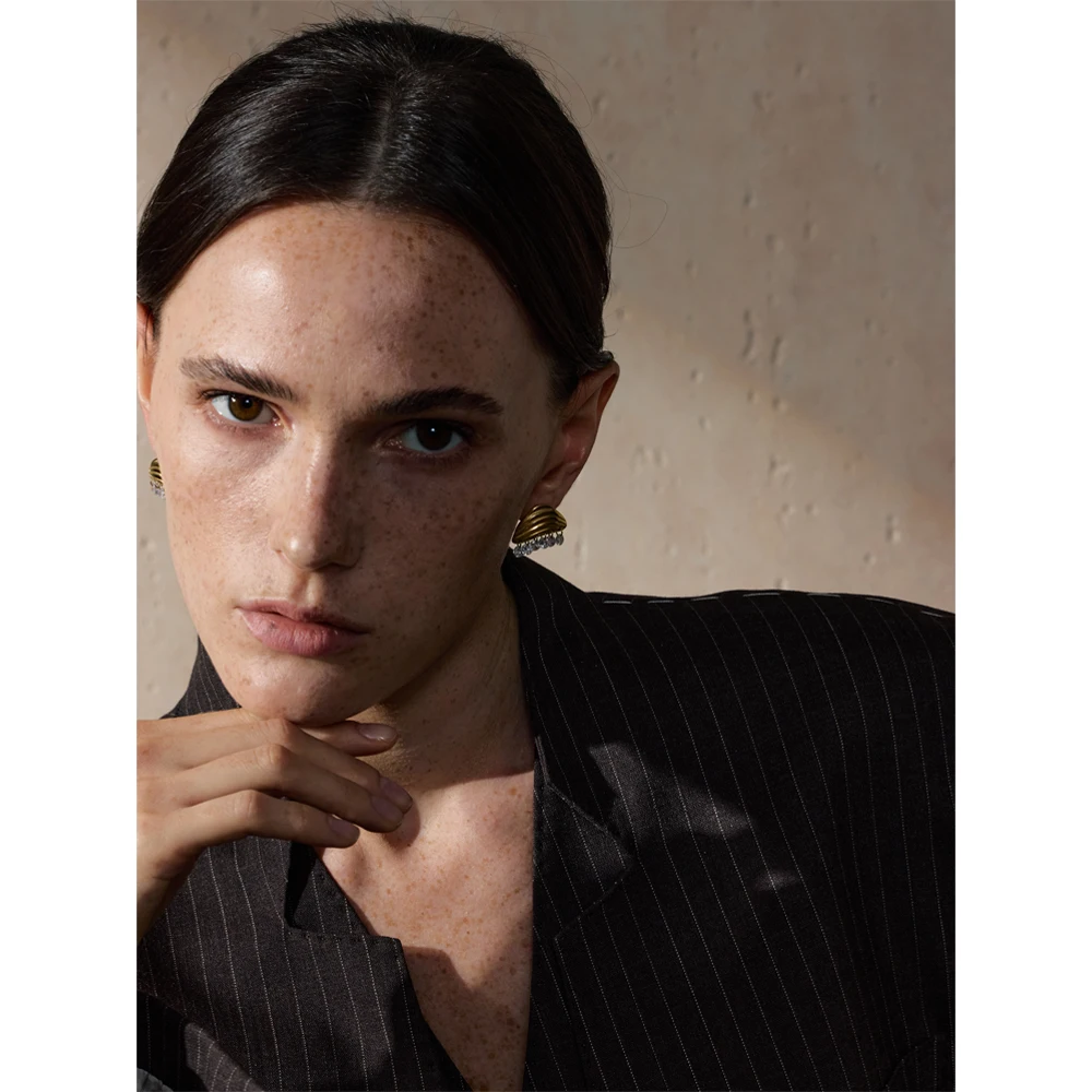 Yhpup Exquisite Stainless Steel Geometric Drop AAA Cubic Zirconia Bling Earrings for Women High Quality Trendy Jewelry New