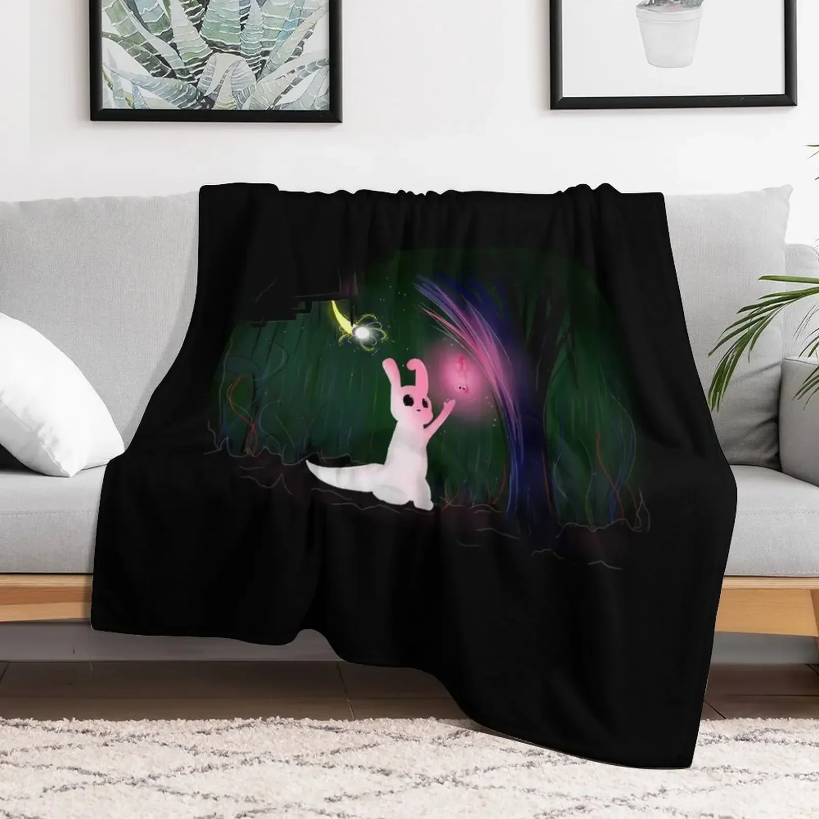 Glowing Slugcat // Rain World Throw Blanket Hair Comforter Winter beds warm winter Blankets