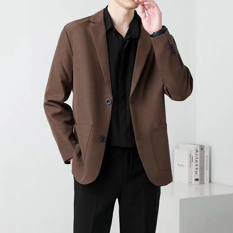 

Spring Brown Black Blazer Men Slim Fit Fashion Social Mens Dress Jacket Business Formal Jacket Men Office Suit Jacket S-3XL