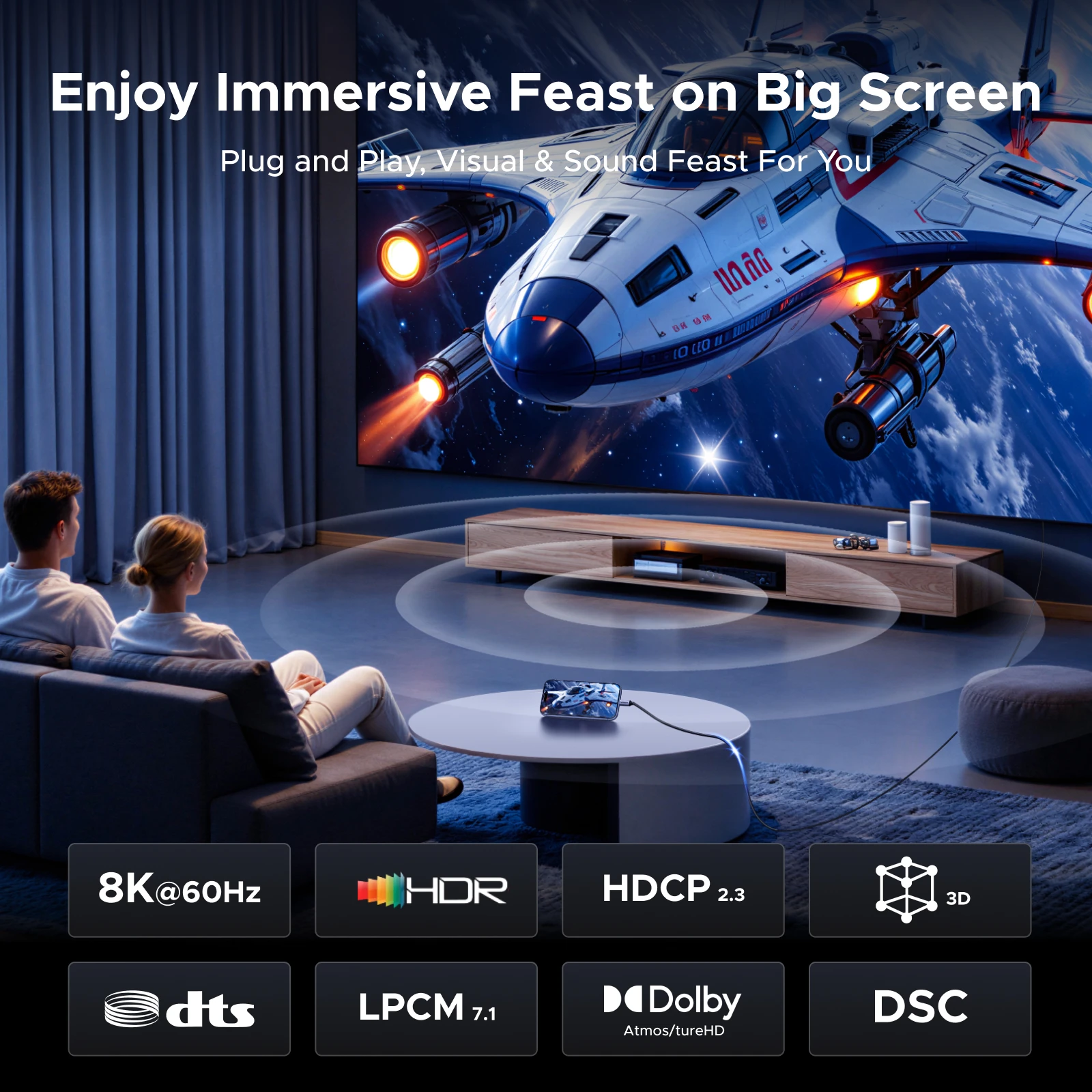 UGREEN USB C에서 8K 디스플레이 포트 1.4, 아이폰 15, 맥북 프로, 아이패... - 4