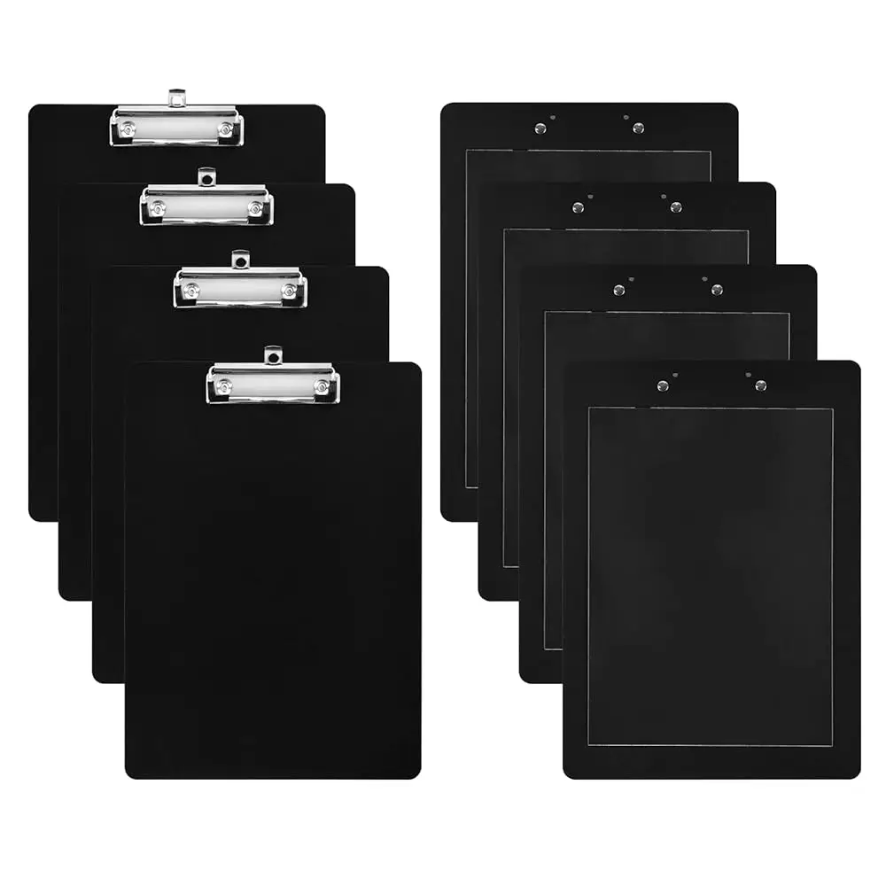 

4 Pieces Magnetic Clipboards Black Clip Board with Low Profile Letter Size Clipboards 9X 12.5 Inch Standard Clip Hardboard Ma