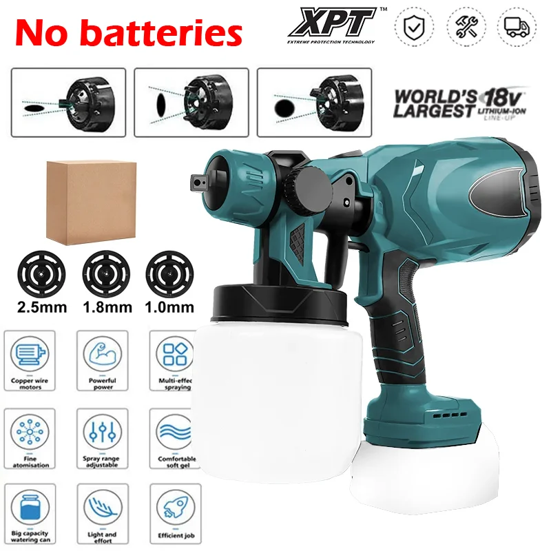 

Electric Paint Spray Gun 800ML High Power Cordless Handheld Electric Paint Sprayer Household DIY Power Tools Suitable for Makita