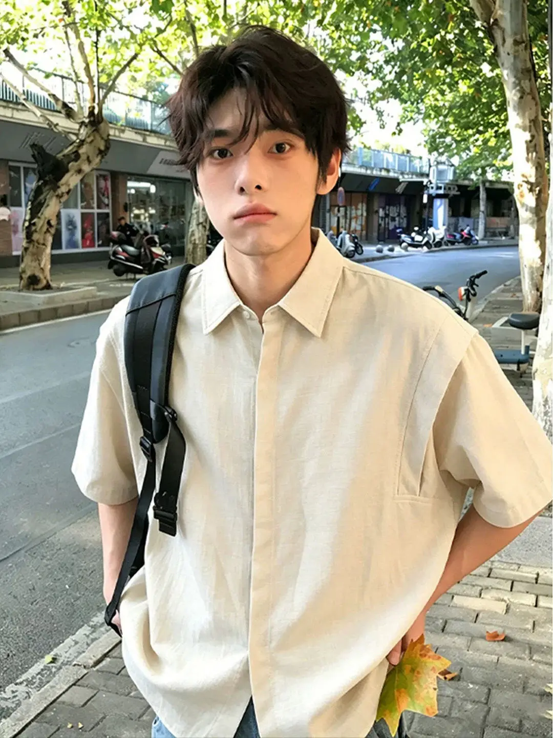 Men's Ice Silk Short Sleeve Shirt Casual Summer Sun Protection Outerwear Deconstructed Collar Breathable Lightweight Polyeste...