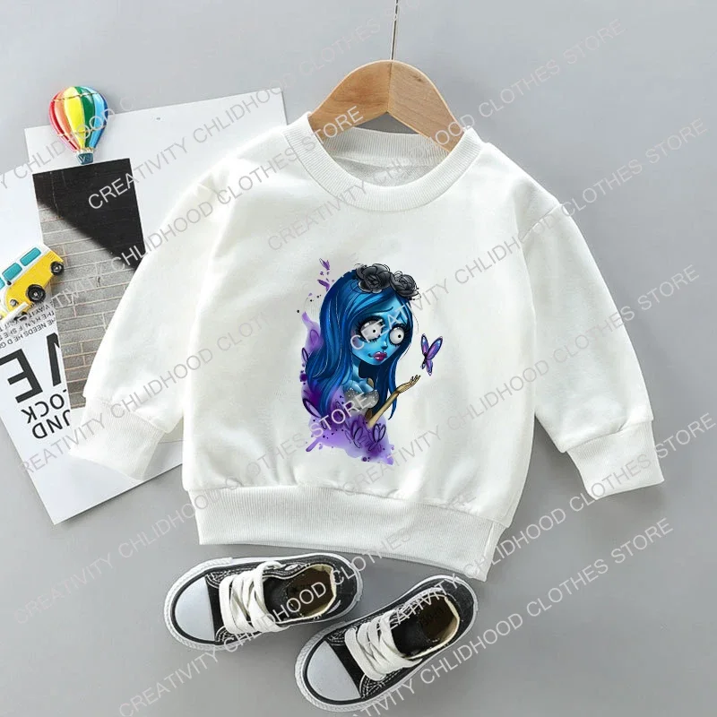 Jack Skellington Children Sweatshirts Halloween Pullover Anime Cartoons Casual Clothes for Girls Boys Kid Cotton Kawaii Tops