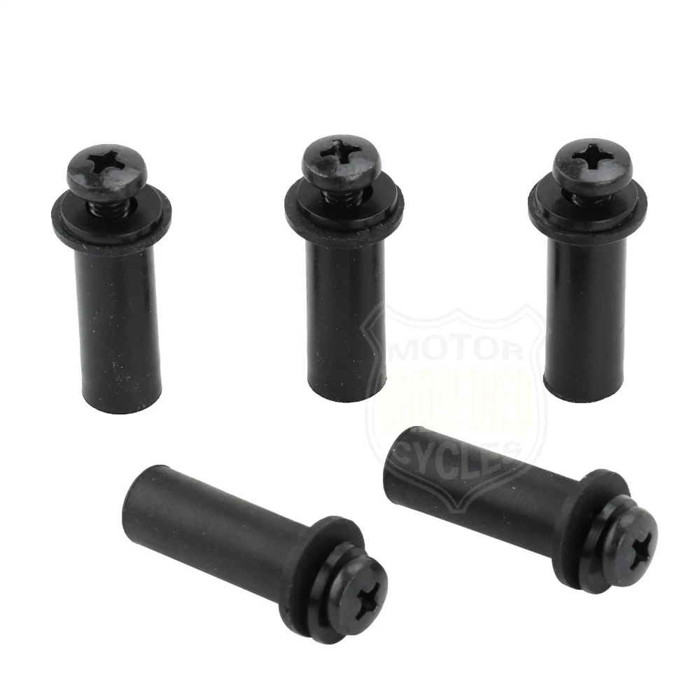 5sets /15pcs Black Windshield Nut Bolt Washer with Screws Set Emergency Lighting Fixture M4*0.7 Rubber Brass Expansion Nuts