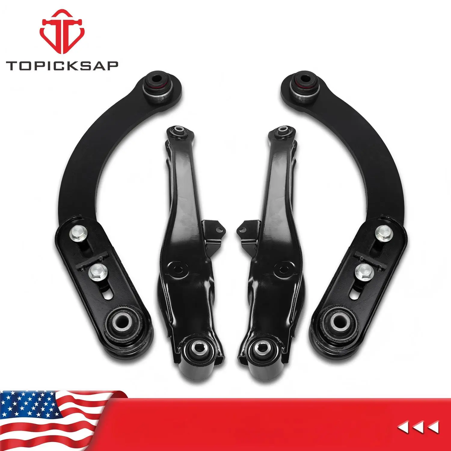 TOPICKSAP 4Pcs Rear Upper Control Arm L/R Kit for Jeep Compass/Patriot/Dodge Caliber/Mitsubishi Lancer 2007-2017