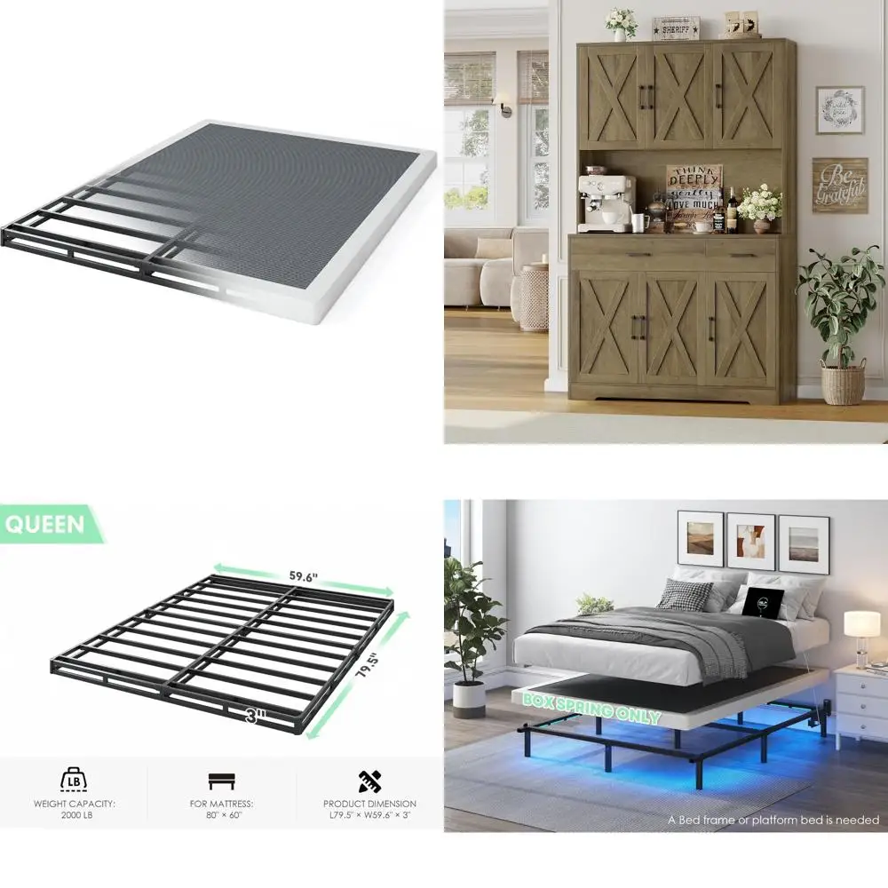 صندوق معدني قوي بحجم كوين، كريم أساس مرتبة منخفض المستوى، سهل التجميع، هادئ وخالي من الضوضاء #1