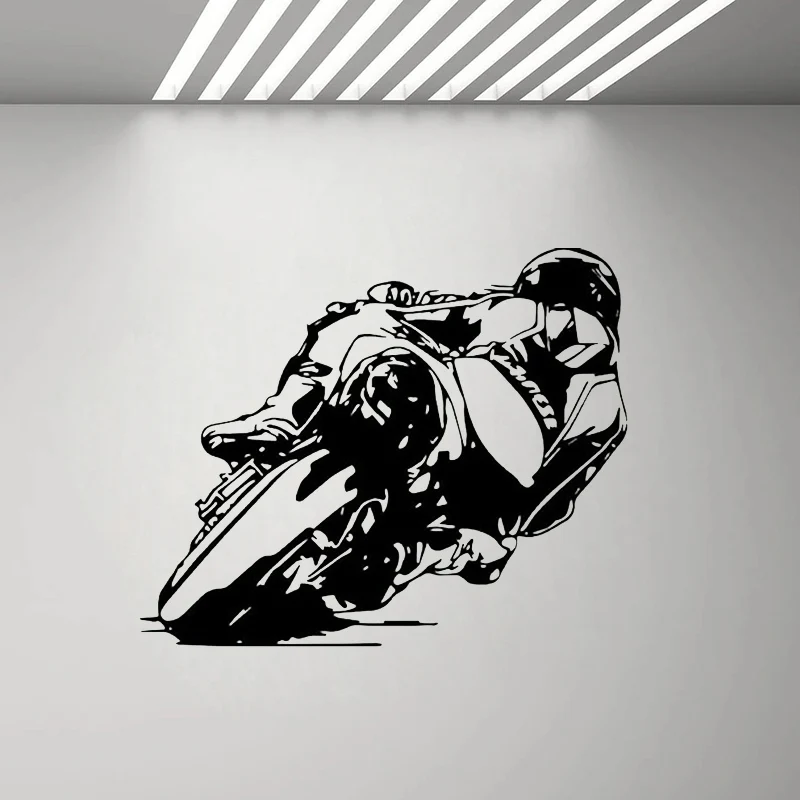 Motorcycle Wall Decor Bike Lover Gift Motorcyclist Wall Sticker for Home Boys Room Decor Mural Vinyl Removable Wallpaper S732