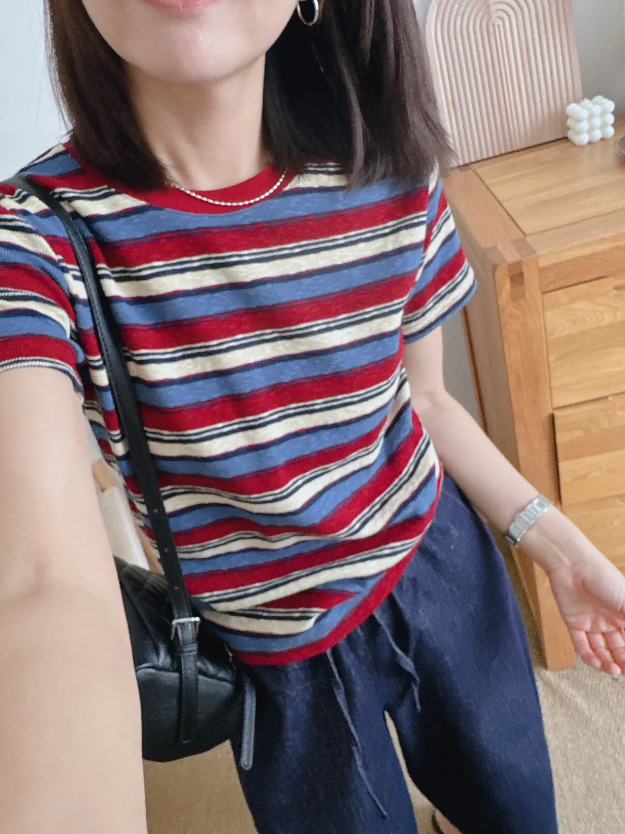 

Весна 2026: Женская повседневная свободная футболка с коротким рукавом, хлопковая, эластичная, в полоску, с цветовыми блоками, утягивающий эффект, модный топ для ранней весны