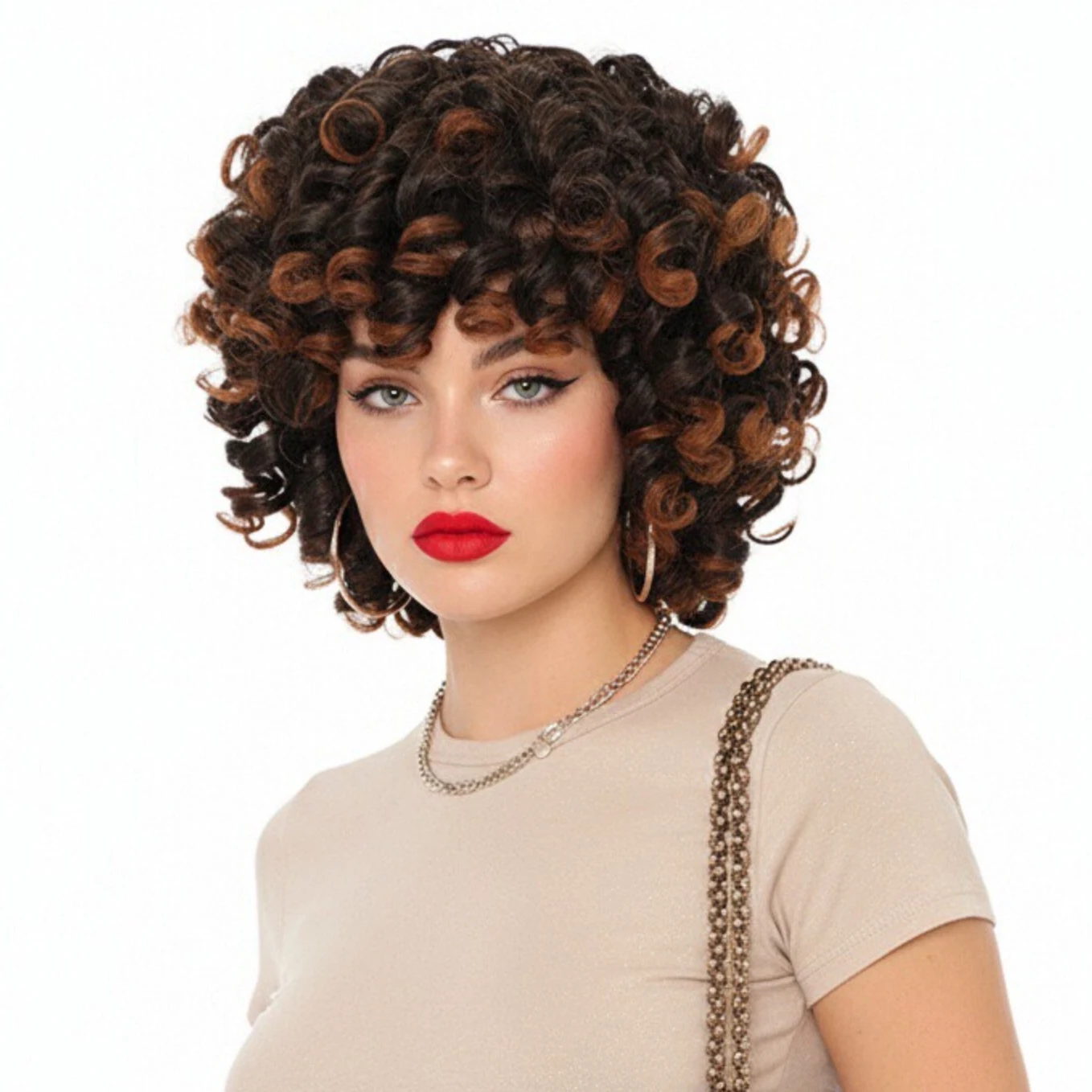 MSIWIGS Women's Short Black Ombre Brown Wig