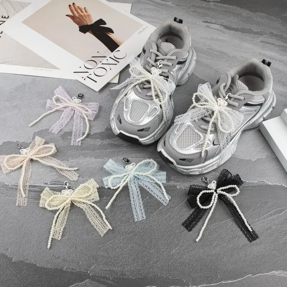 

1Pcs Pearl Bow Shoe Laces Charms for Sneakers Decorative Premium Decorative Shoe Flower Buckle Shoe Charm Accessories