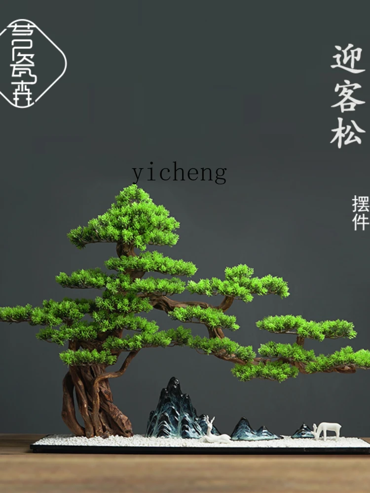 Zk New Chinese Style Artificial Greeting Pine Living Room Entrance Tea Table Bonsai Hotel Landscape Decoration