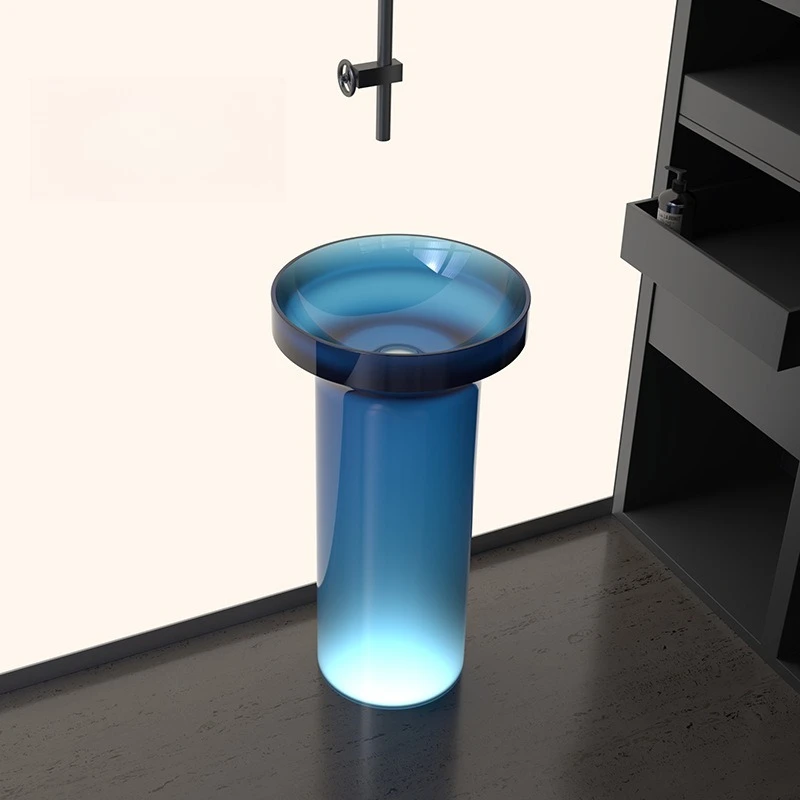 Whale Tao transparent crystal colored column basin floor-to-ceiling bathroom wash basin colorful art
