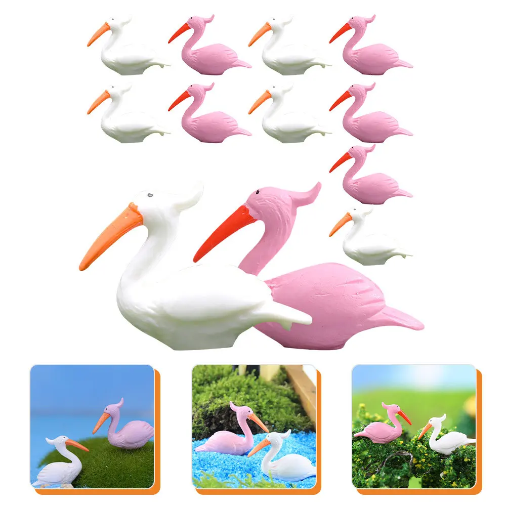 12Pcs Sturdy Flamingo Yard Decor Simulated Realistic Landscape Potted Plant Small Garden Home Desktop Office Shopping Mall