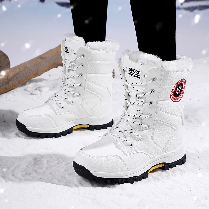 

Outdoor snow boots for women winter with thickened fleece warm fashionable and casual cotton boots waterproof women's boots