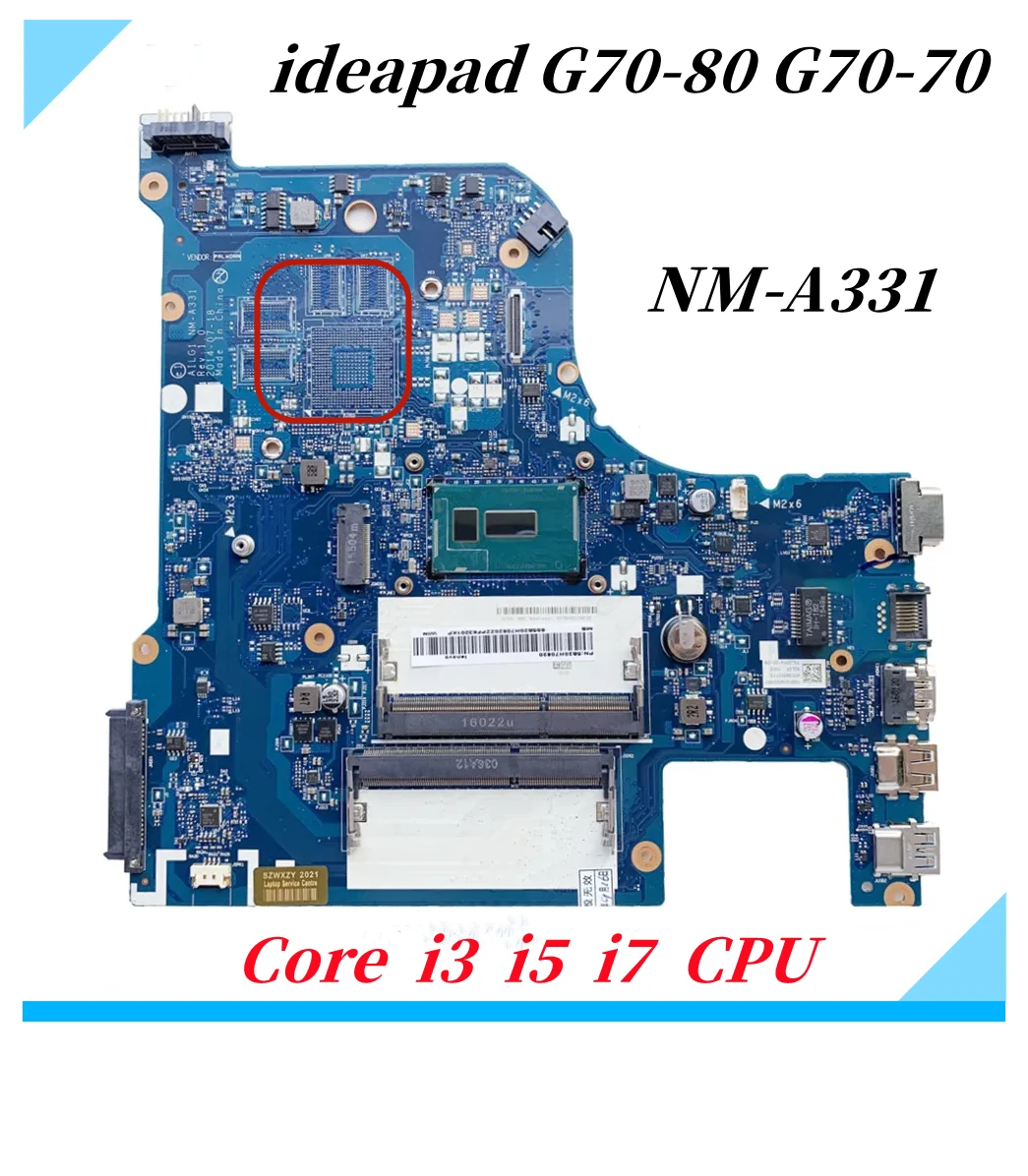 

AILG1 NM-A331 Mainboard For Lenovo ideapad G70-80 G70-70 laptop motherboard With Core i3 i5 i7 CPU UMA DDR3L 100% Work