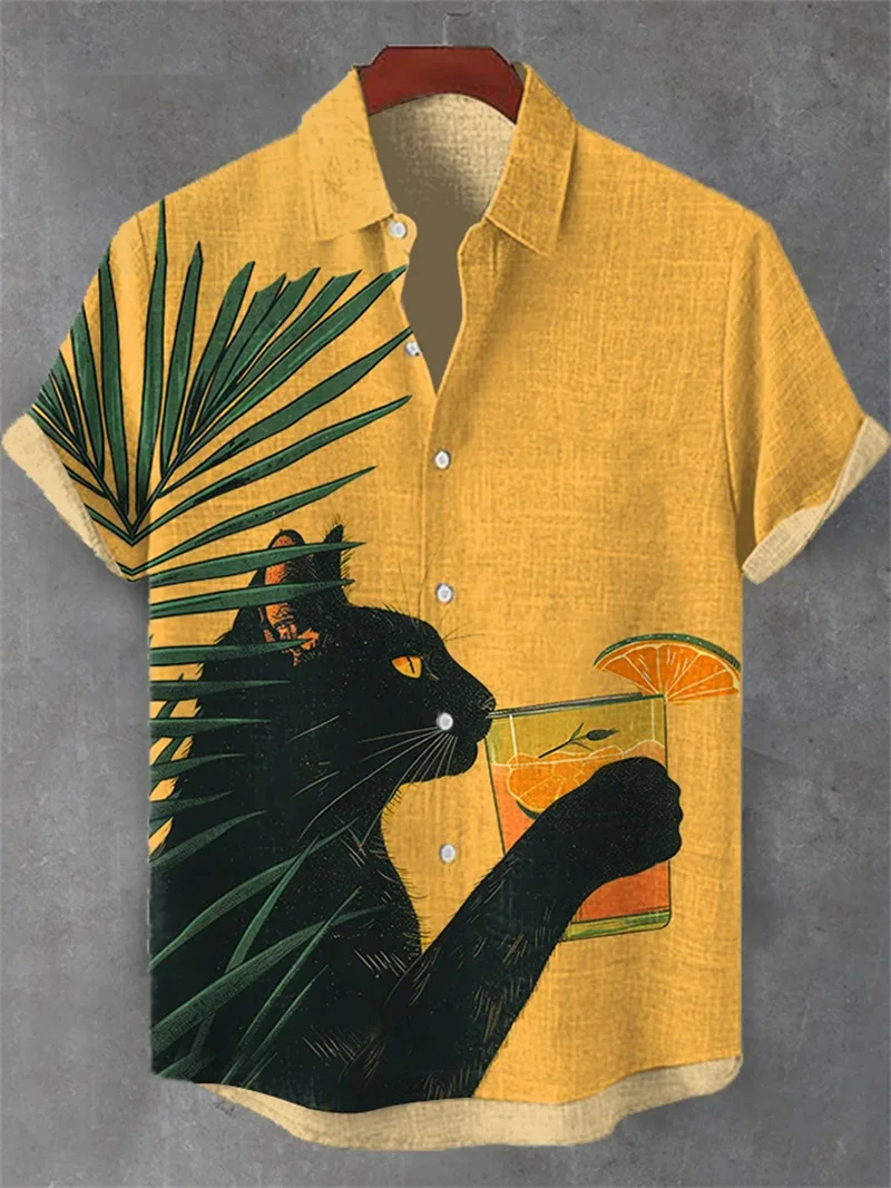 

New Retro men's Shirt Ethnic Pattern Printed Short Sleeved top, Fashionable And Casual men's clothing, Loose men's Shirt
