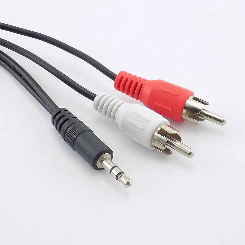 1M 3.5mm Male Stereo To 2 RCA Connector Audio Speaker AV Adapter Cables For Laptop TV DVD MP4 Extension Cord Conversion Line E4