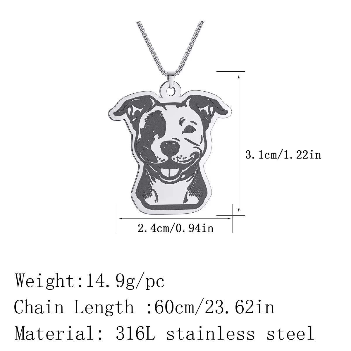 Stainless Steel Pitbull Pet Dog Necklace Cute Funny Kids Gifts Jewelry Choker Thick Chains Hip Hop Punk Necklace for Women Men