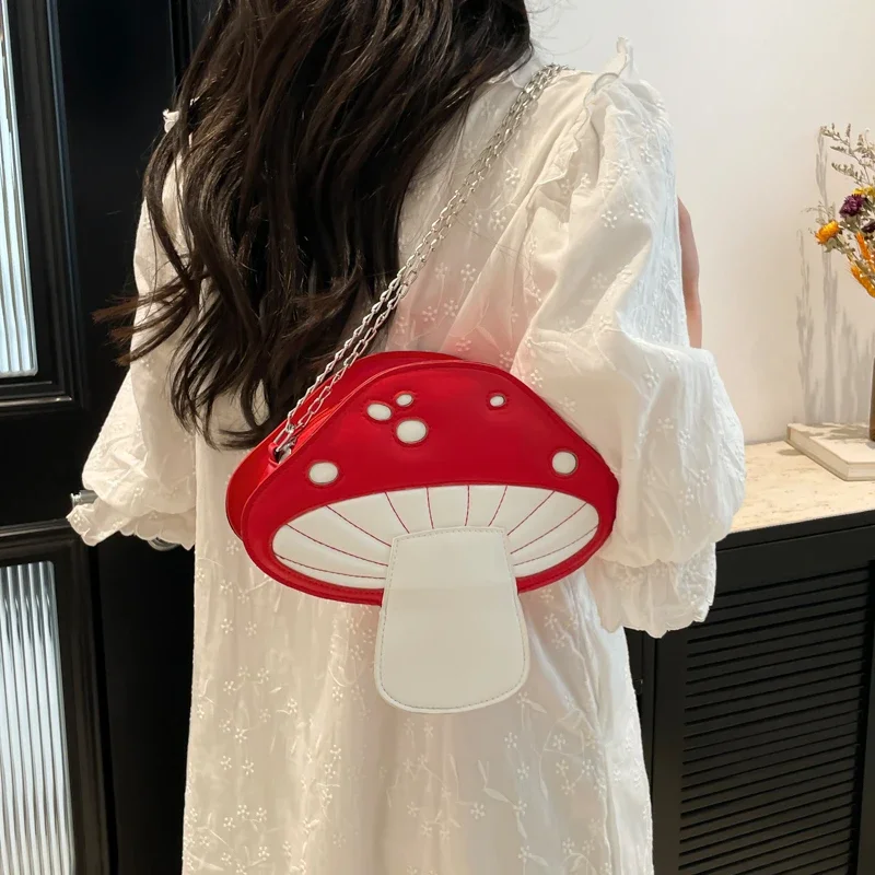 Small Mushroom Bag with Unique Personality and Creativity for Women Fresh and Colorful Chain Shoulder Bag
