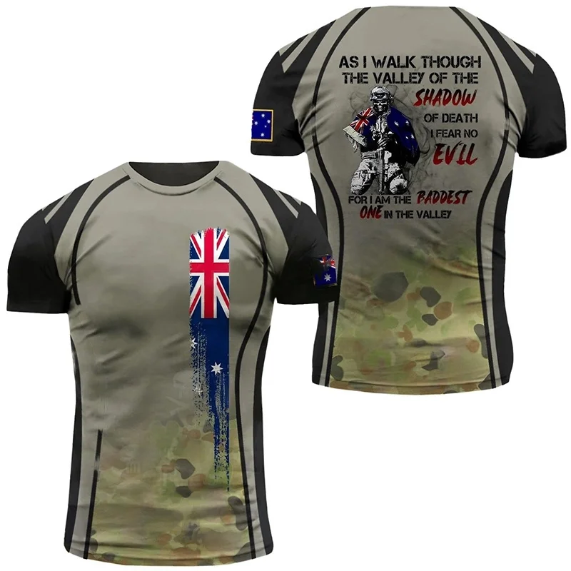 Australian Forest Camouflage T Shirt For Men Tops Tee Shirts 3D Printed Jungle Desert Camo T-Shirt Summer Quick Dry Short Sleeve