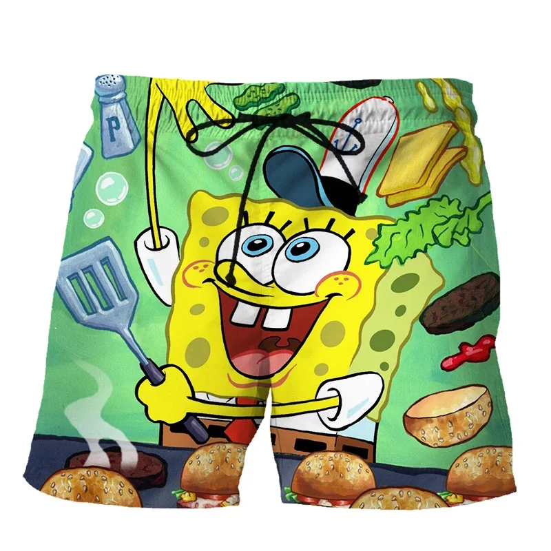 Summer New Spongebobs Casual Harajuku Style 3d Printing Boy's Fashion Shorts Wild Beach Shorts