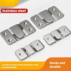2Pairs Stainless steel Flush Mount Bracket Interlock Hanging Buckle Wall Picture Frame Hanger Display Photo Frames Hooks