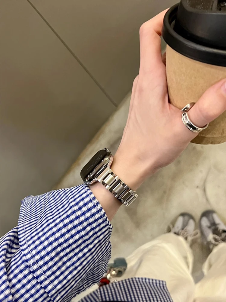 سوار فاخر من الفولاذ المقاوم للصدأ لساعة iWatch ، سوار معدني لساعة Apple ، 38 ، 40 ، 42 ، 45 ، 44 ، 49 ، 49 ، 4 ، 9 ، 8 ، 7 ، 6 ، 5 ، 4 ، SE ، 3